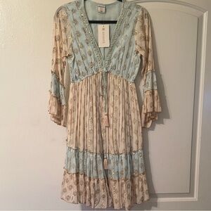 Blue and Cream Bohemian Dress